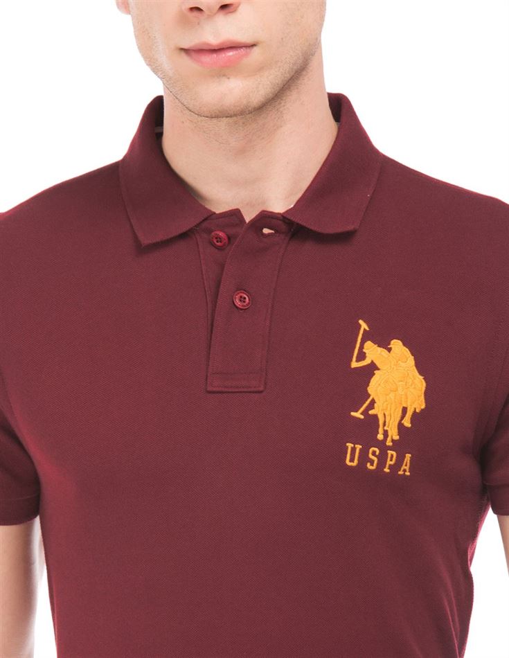 U.S. Polo Assn. Men Casual Wear Maroon T-Shirt
